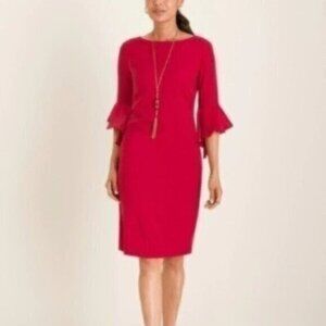 NWOT/Never Worn Chico's Ruffle-Sleeve Satin Red Dress